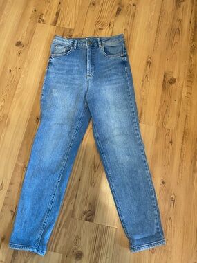 ASOS High-Rise Straight Leg Blue Jeans